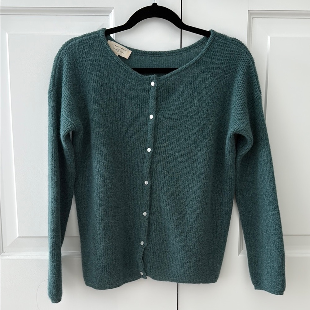 Sezane SAGE Green GASPARD Cardigan Sweater Timeless Knit